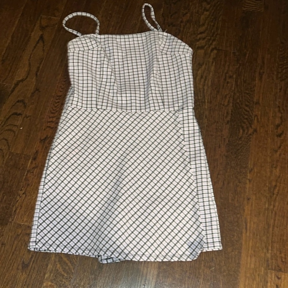 Garage Black and Purple Spaghetti Strap Mini Sundress Romper